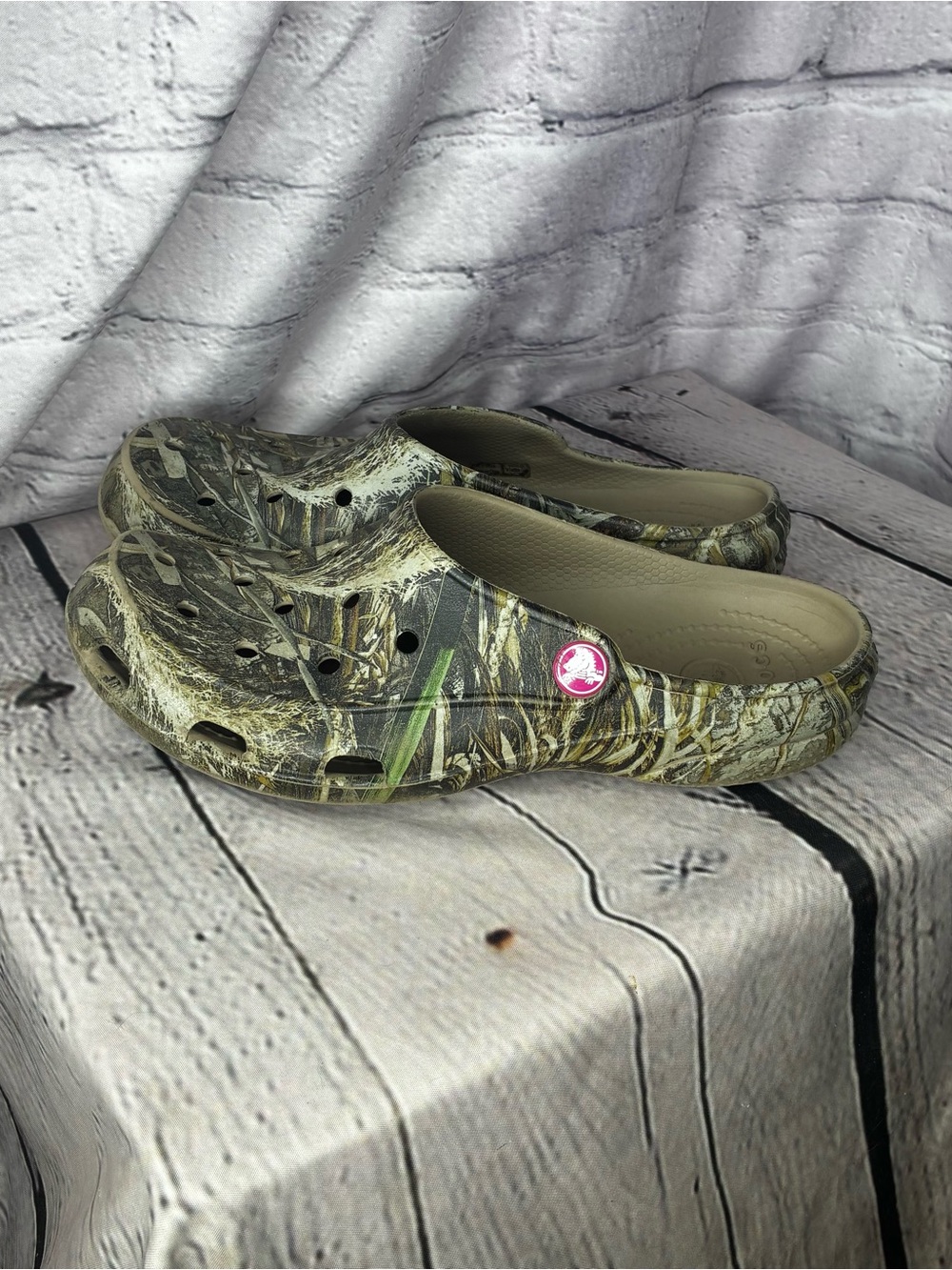 Crocs Gorpcore Camo Slip On Freesail Clogs Realtree Outdoor Fishing Women’s Sz 7